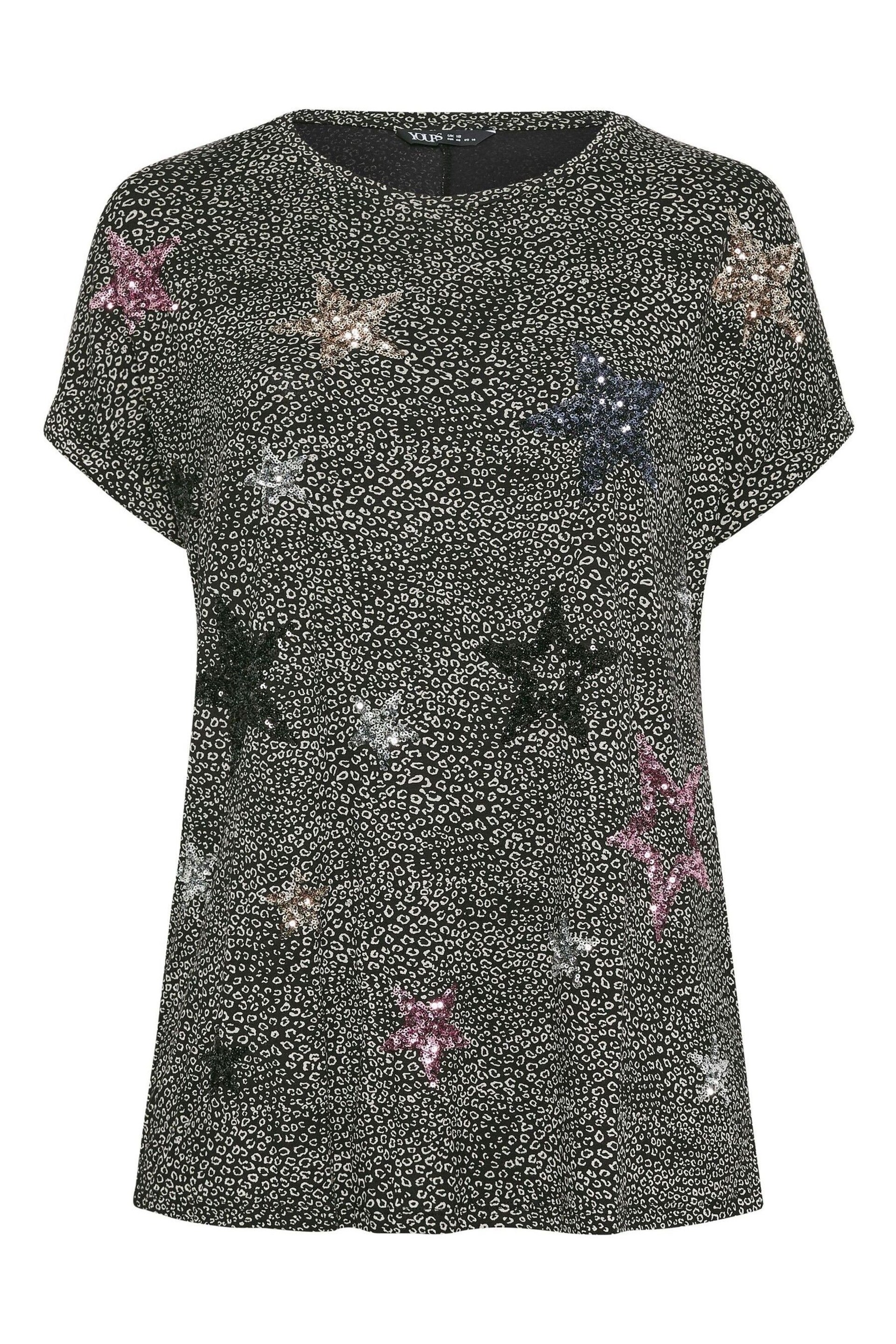 Yours Curve Black White Star Embellished Top - Image 5 of 5