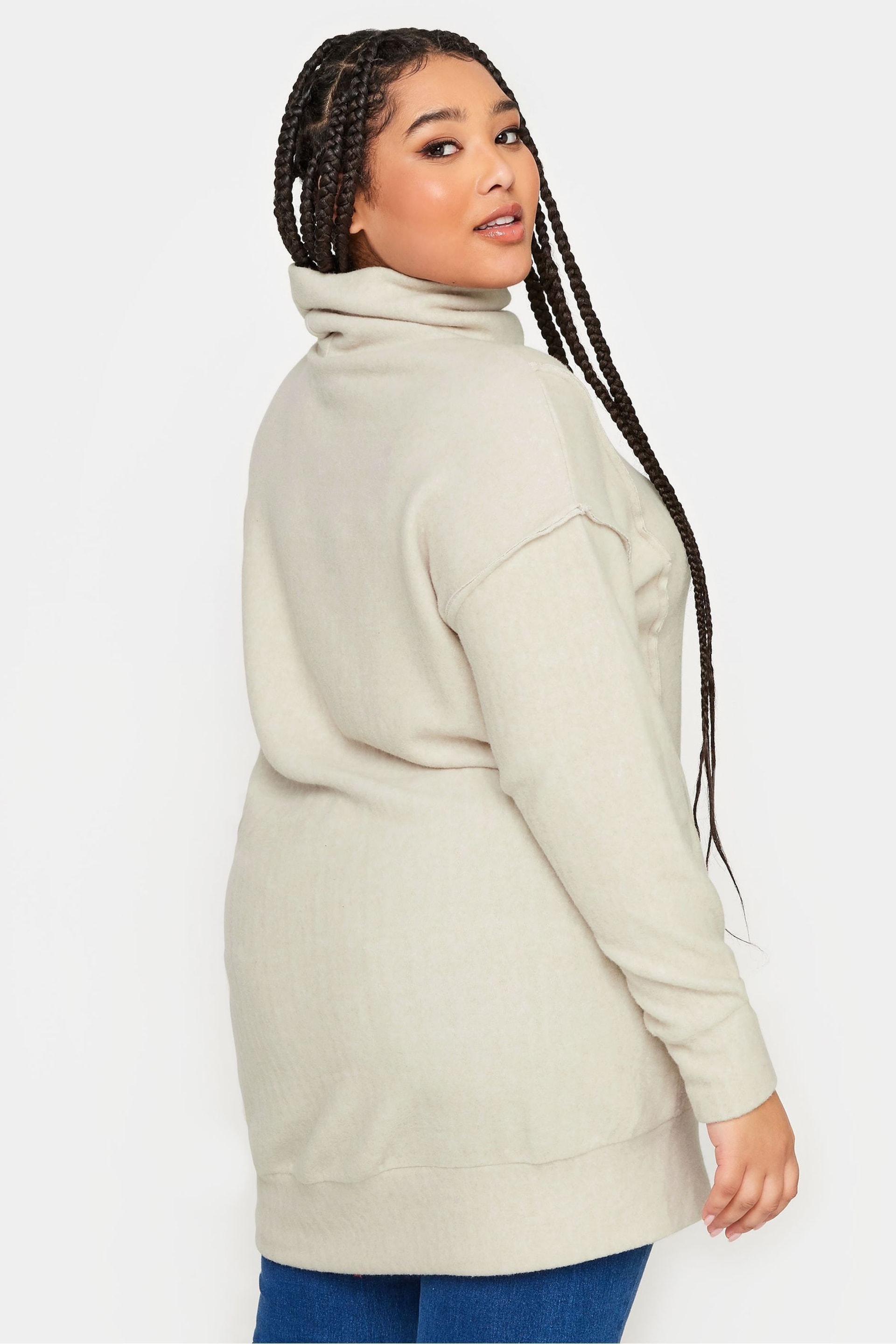 Yours Curve Natural Soft Touch Turtle Neck Sweatshirt - Image 2 of 4