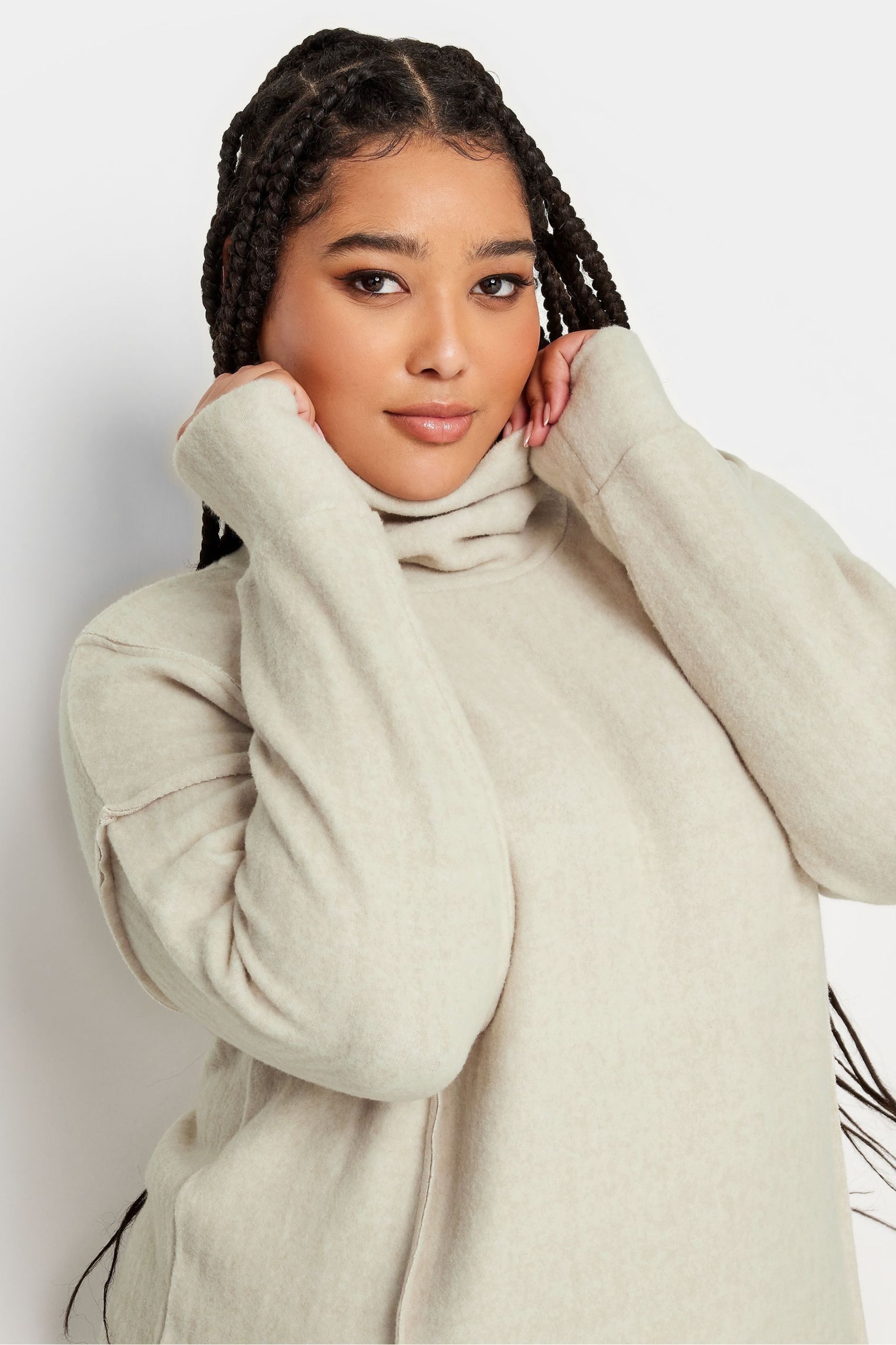 Yours Curve Natural Soft Touch Turtle Neck Sweatshirt - Image 4 of 4