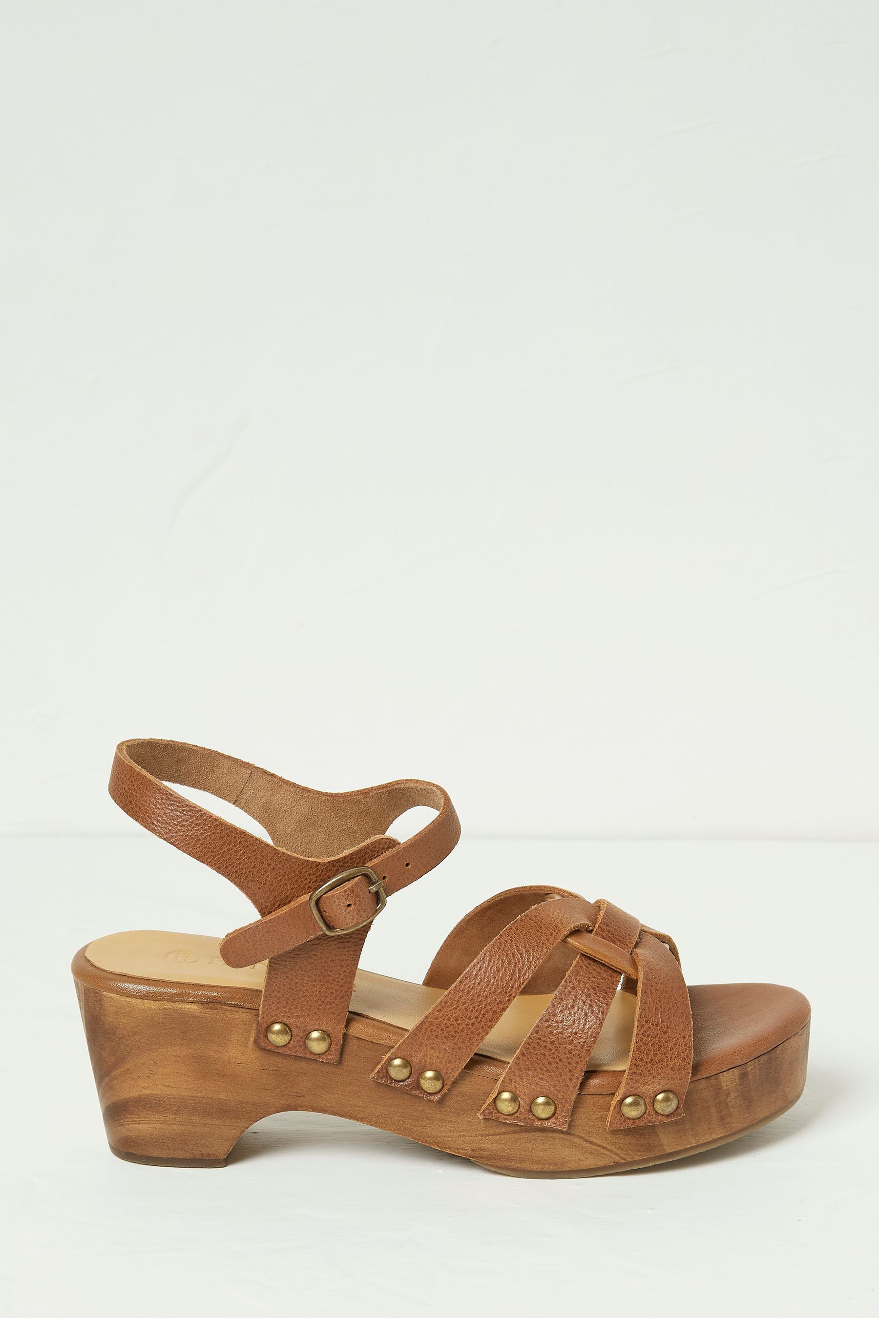 Buy FatFace Leoni Brown Mid Heel Clogs from Next Luxembourg