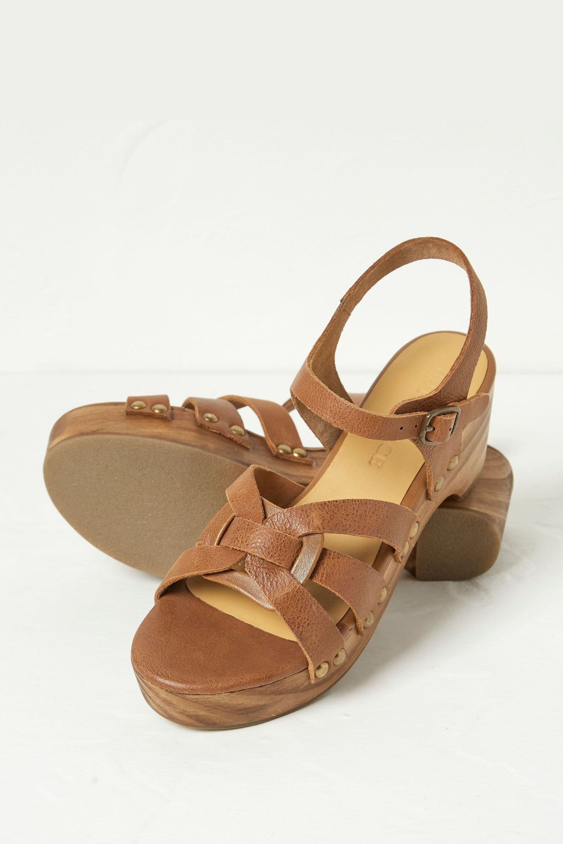 FatFace Brown Mid Heel Clogs - Image 3 of 3
