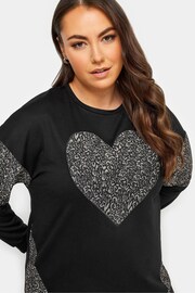 Yours Curve Black Heart Sweatshirt - Image 4 of 5