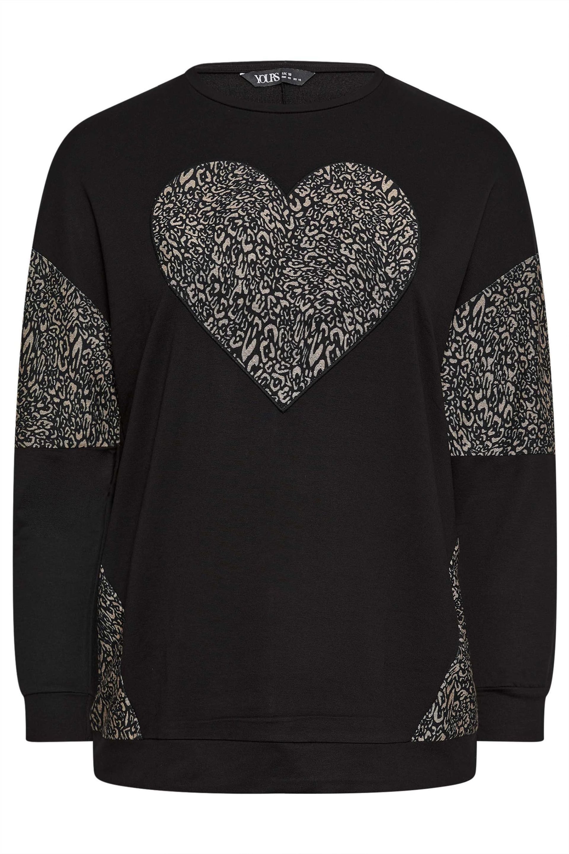 Yours Curve Black Heart Sweatshirt - Image 5 of 5