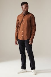 Tan Brown Regular Fit Long Sleeve Oxford Shirt - Image 3 of 9