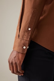 Tan Brown Regular Fit Long Sleeve Oxford Shirt - Image 4 of 9