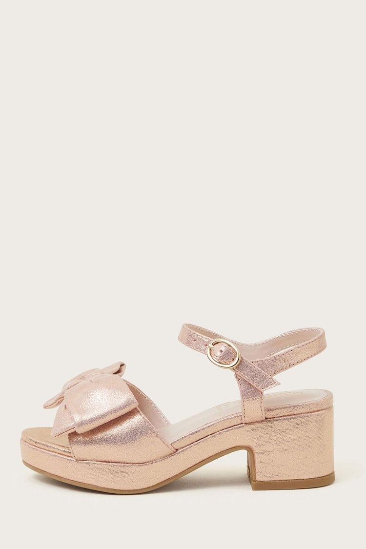 Monsoon Pink Shimmer Bow Heeled Shoes - Image 1 of 3