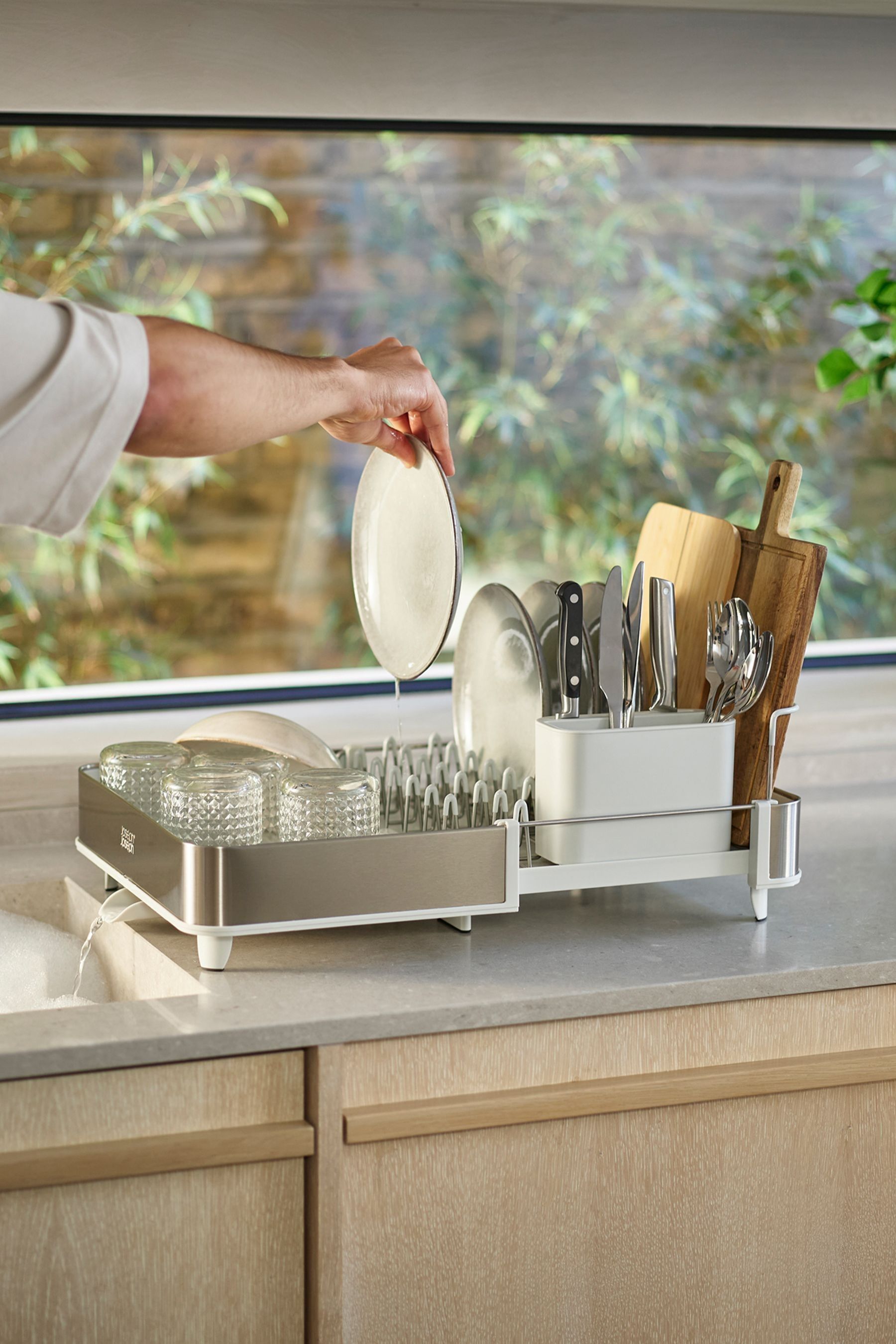 Buy Joseph Joseph Light Stone Expandable Dish Rack With Draining Spout from Next United Arab Emirates