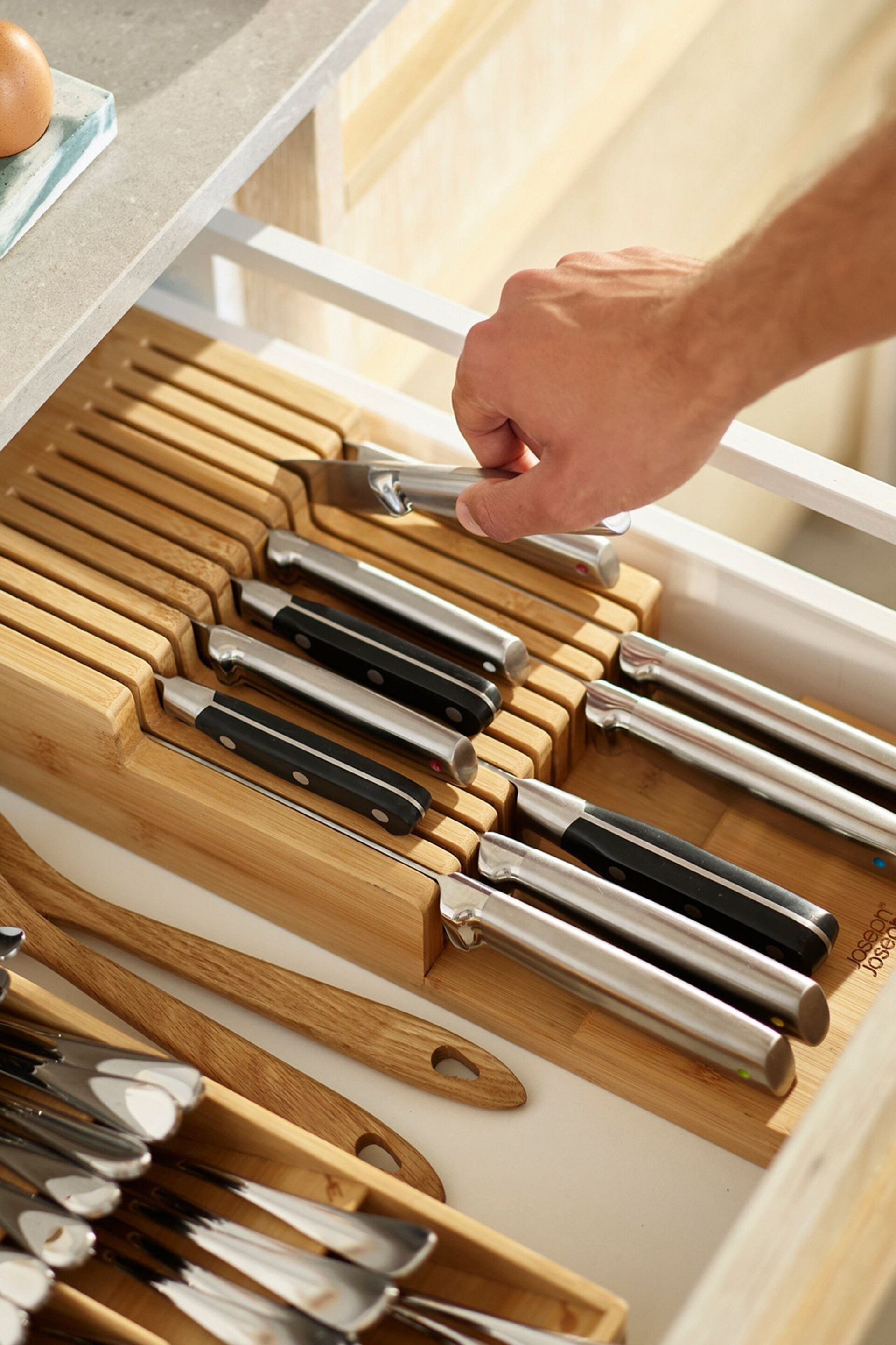 Joseph Joseph Bamboo Large 2-Tier In-Drawer Knife Organiser - Image 1 of 4