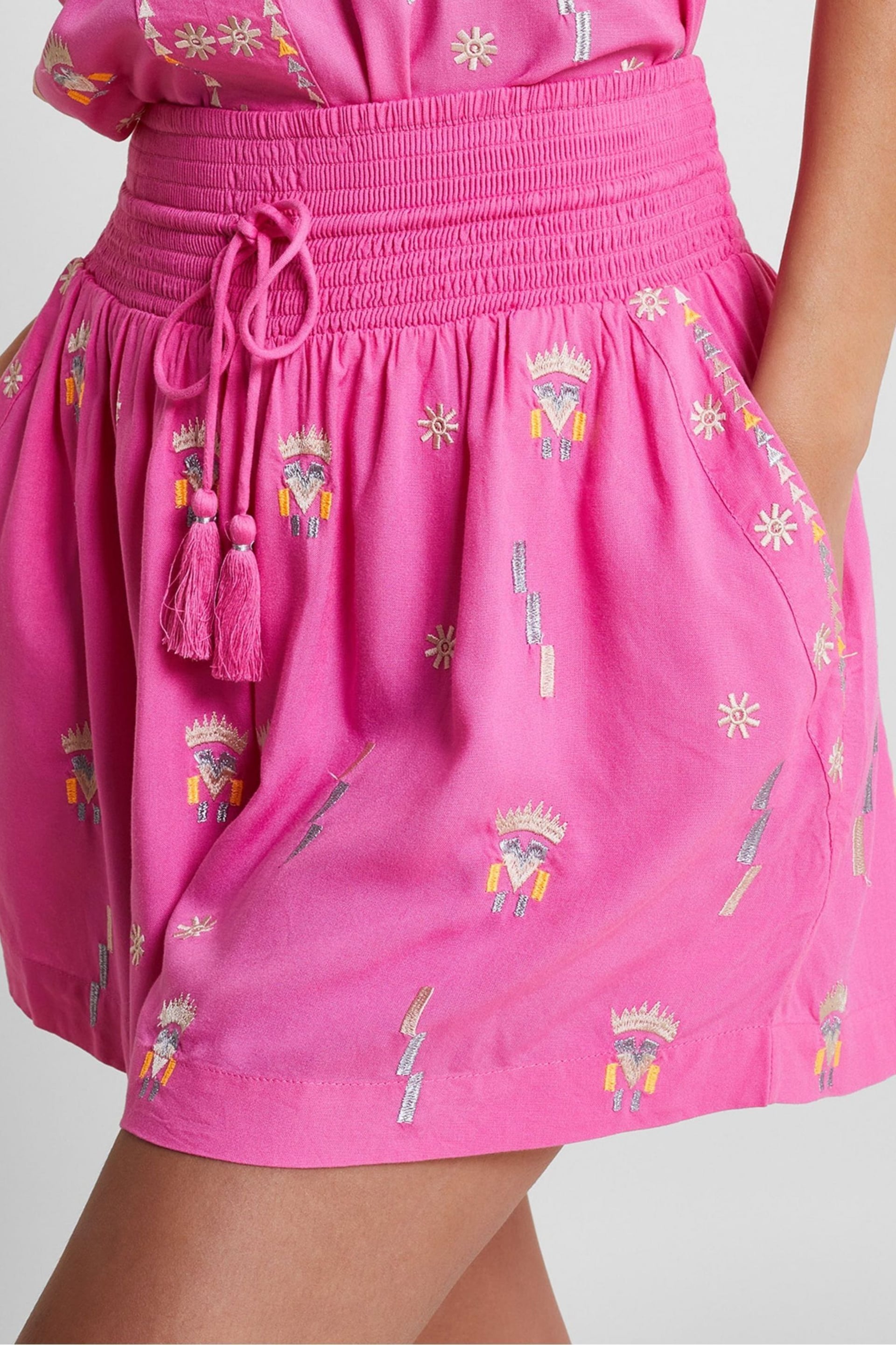 Monsoon Pink Kiran Embroidered Shorts - Image 4 of 5