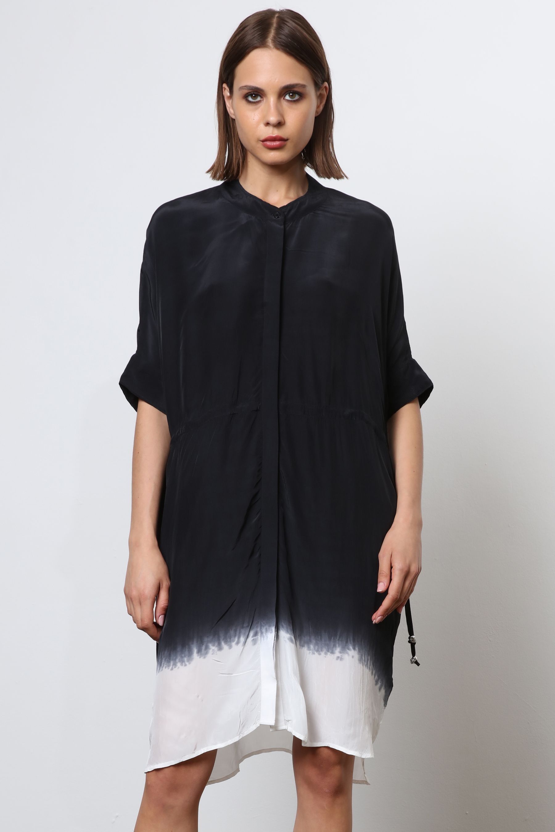 Religion Black Tie Dye Loose Fitting Tunic Shirt Dress