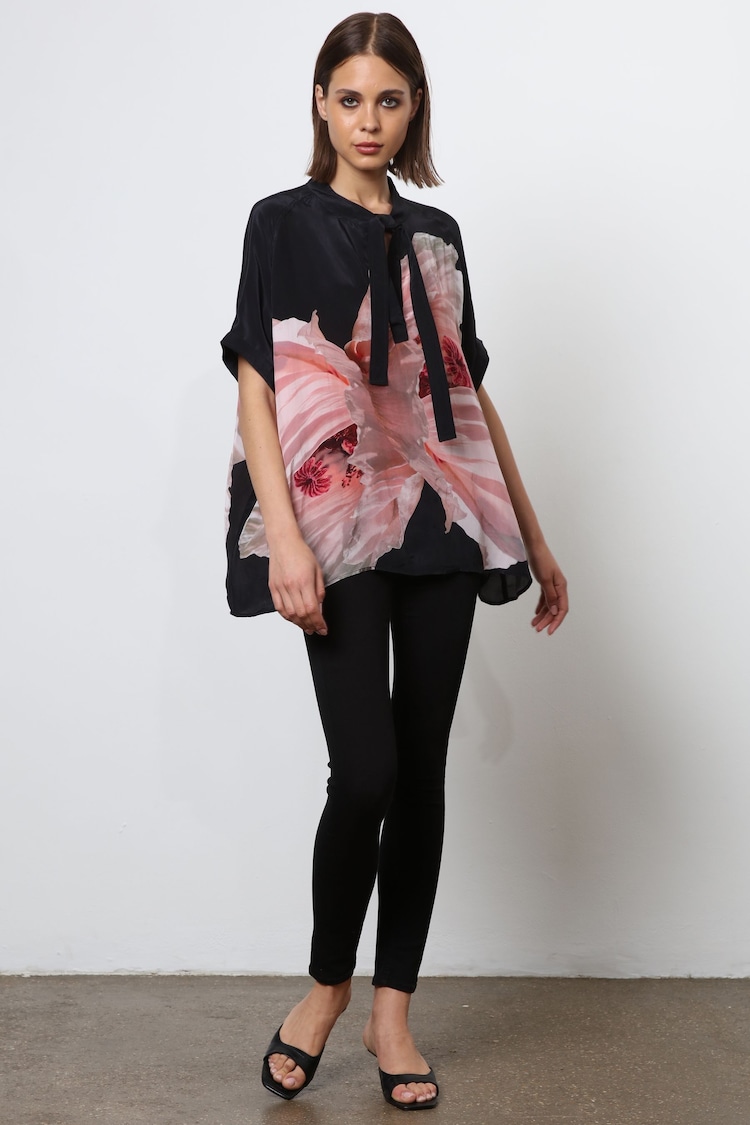 Religion Pink Oversized Blouse in Dip Dye With Tie Neck - Image 1 of 6