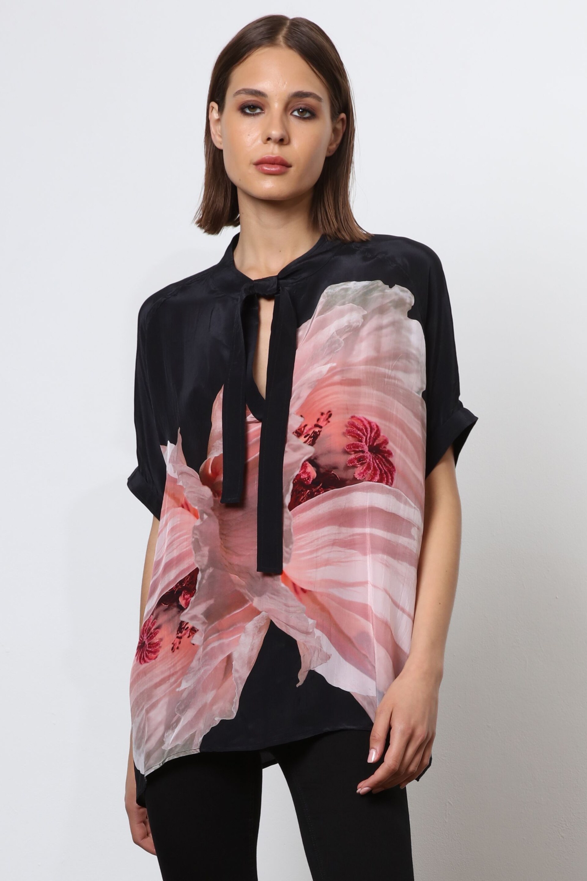 Religion Pink Oversized Blouse With Neck Tie - Image 5 of 8