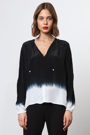 Religion Black Tie Dye Top With Skinny Neck Tie - Image 1 of 7