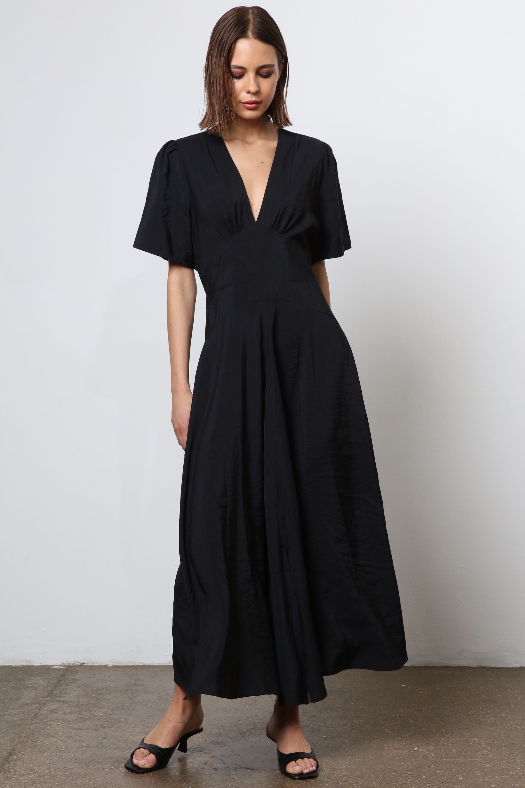Religion Black Handkerchief Hem Maxi Dress in Soft Modal 8 Womens