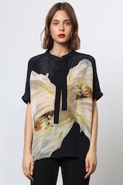 Religion Yellow Floral Print Oversized Hidden Blouse With Large Floral Placement Print - Image 1 of 6