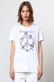 Religion White Oversized T-Shirt with Revolution Peace artwork - Image 4 of 6