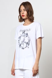 Religion White Oversized T-Shirt with Revolution Peace artwork - Image 5 of 6