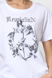 Religion White Oversized T-Shirt with Revolution Peace artwork - Image 6 of 6