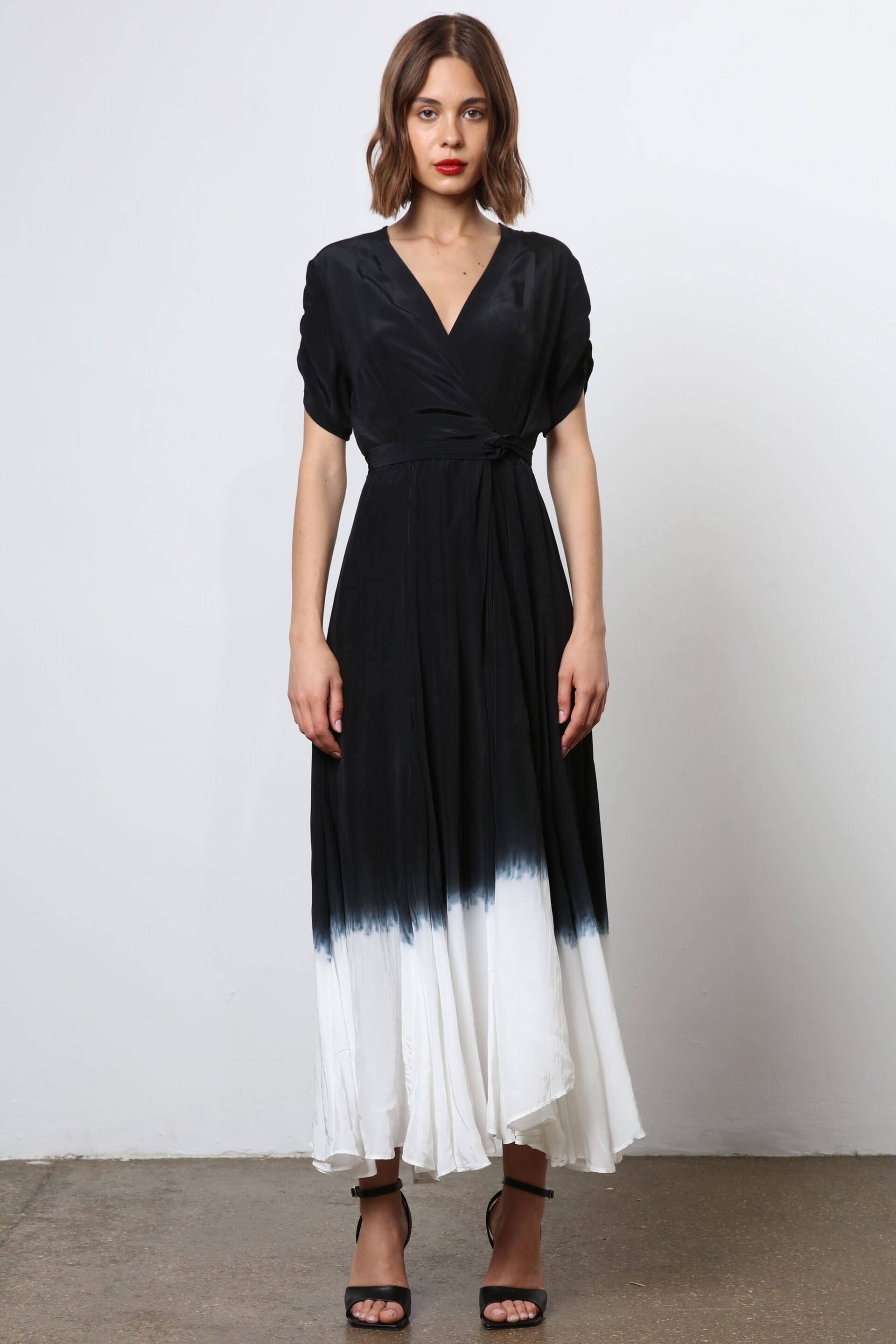 Religion Black Tie Dye Wrap Dress With Full Skirt - Image 4 of 8
