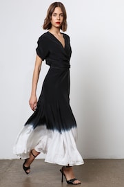 Religion Black Tie Dye Wrap Dress With Full Skirt - Image 5 of 8