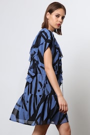 Religion Blue Spark Mini Dress With Tiered Skirt in Abstract Print - Image 5 of 6