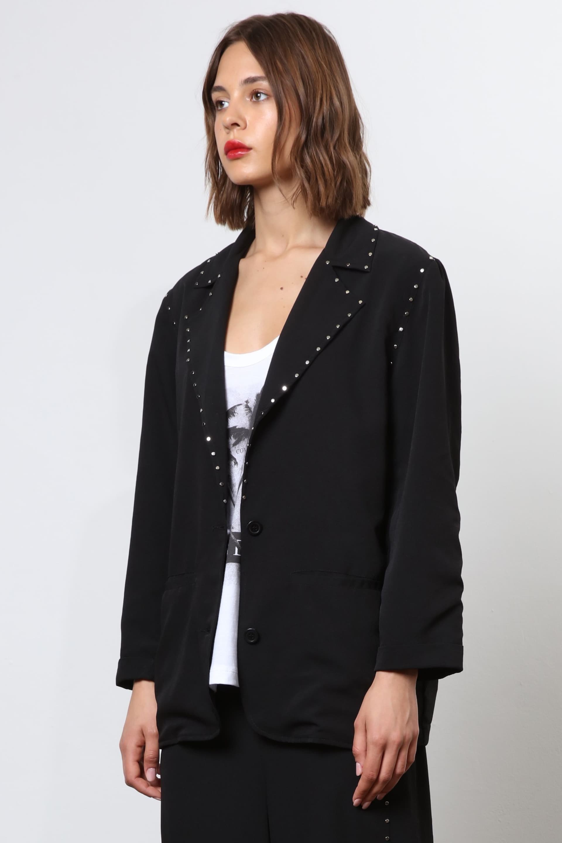 Religion Black Lightweight Casual Blazer With Stud Trims - Image 4 of 6