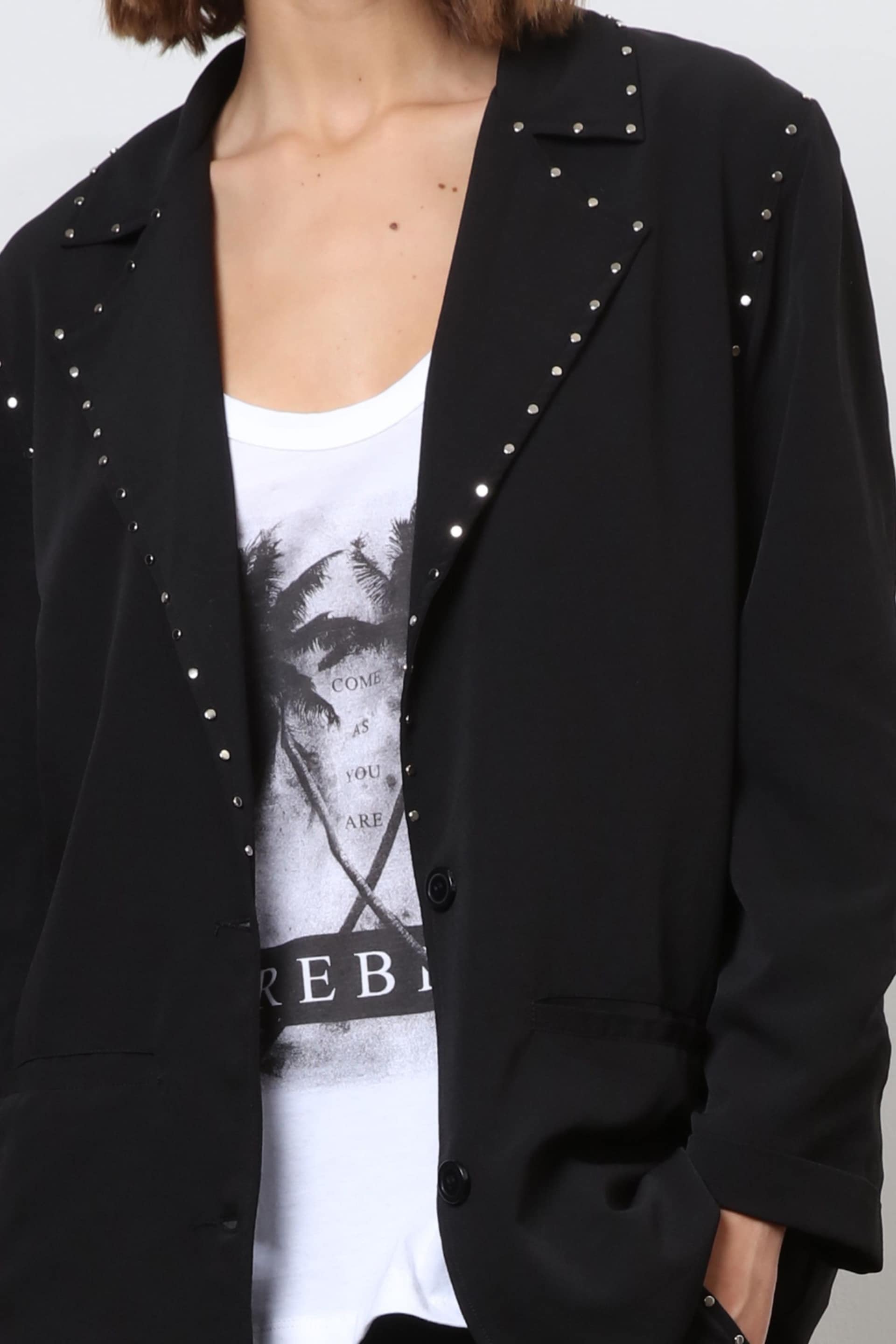 Religion Black Lightweight Casual Blazer With Stud Trims - Image 6 of 6