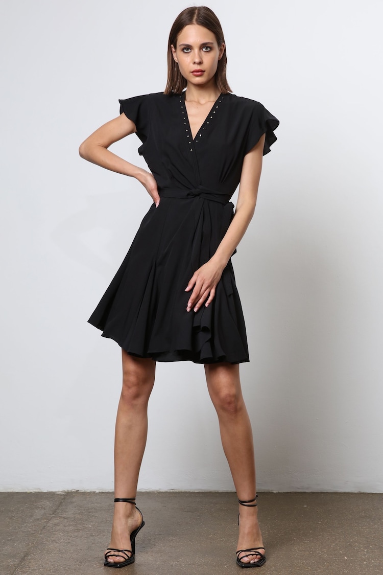 Religion Black Wrap Mini Dress - Image 1 of 6