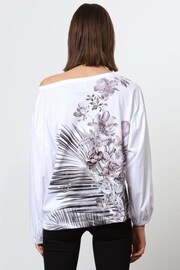 Religion White Off the Shoulder Batwing T-Shirt With Placement Print - Image 3 of 6