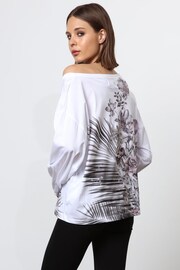 Religion White Off the Shoulder Batwing T-Shirt With Placement Print - Image 4 of 6