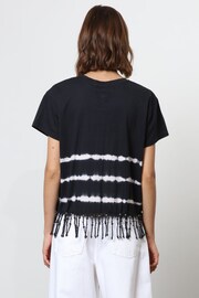Religion Black Oversized Particle T-Shirt with Tie Dye Stripe and Tassles - Image 4 of 6