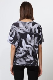 Religion Black Loose Jersey Top In Abstract Palm Print With Tie Knot - Image 4 of 6