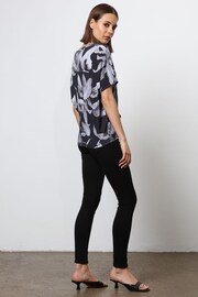 Religion Black Loose Jersey Top In Abstract Palm Print With Tie Knot - Image 5 of 6