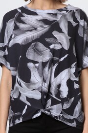 Religion Black Loose Jersey Top In Abstract Palm Print With Tie Knot - Image 6 of 6