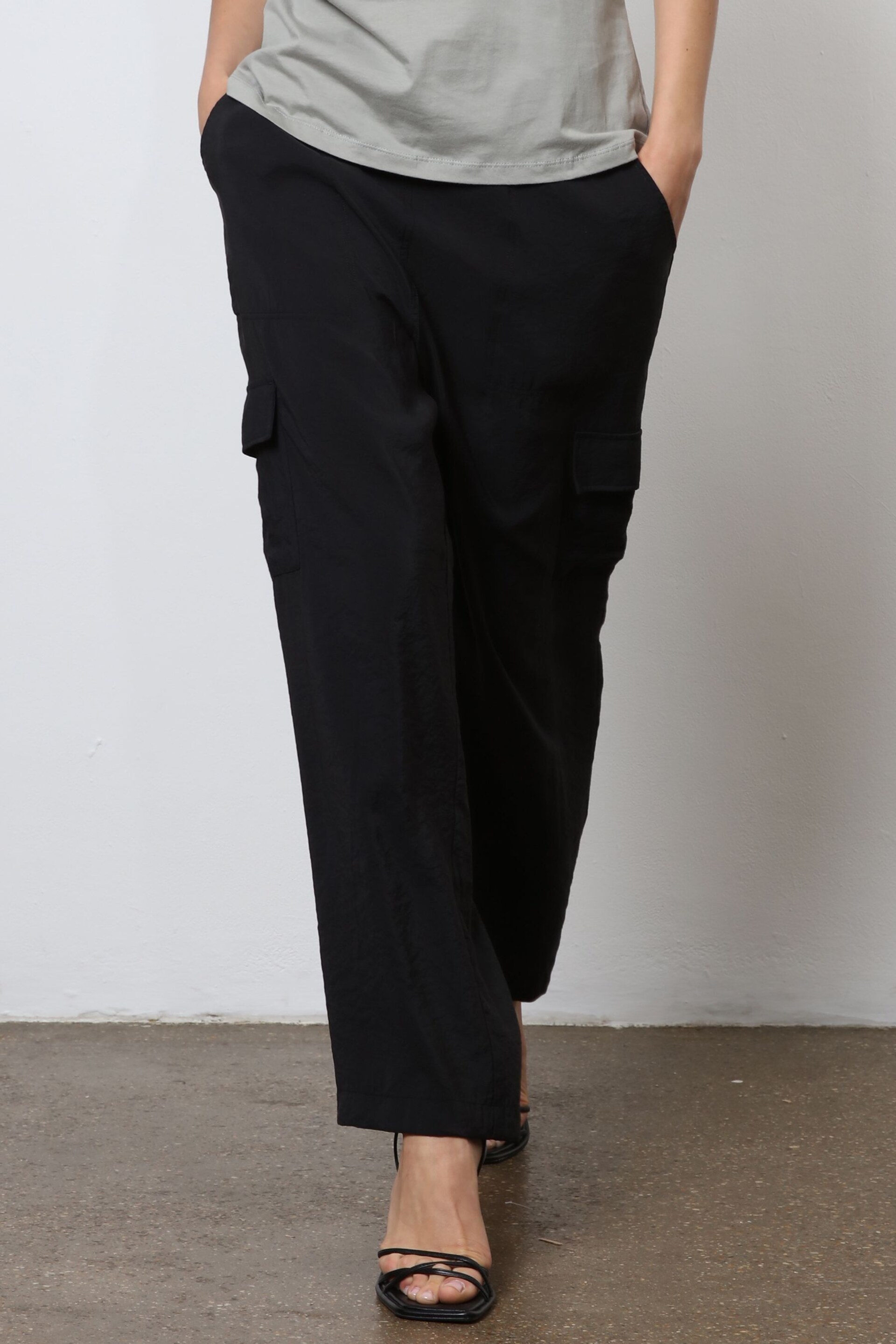 Religion Black Smart Utility Cargo Trousers With Pockets in Cupro - Image 6 of 6