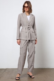 Religion Gray Belted Linen Mix Prime Blazer - Image 5 of 6