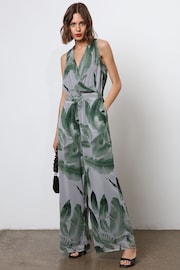 Religion Green Wide Leg Jumpsuit With Wrap Detail Top - Image 1 of 6