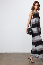 Religion Black Tie Dye Halterneck Maxi Dress With Large Floral Placement Print in Cupro - Image 4 of 9