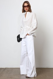 Religion White Loose Fitting Shirt With Drawstring Waist - Image 4 of 6