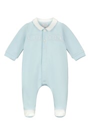Emile et Rose Blue Front open All In One with teddy panel & Hat - Image 3 of 5