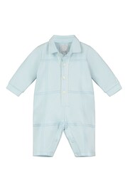 Emile et Rose Blue All In One in large embroidered check & collar - Image 2 of 3