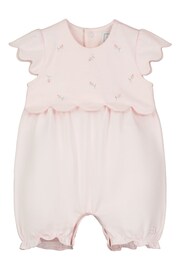 Emile et Rose Pink Romper with scalloped emb overyoke & sleeve - Image 2 of 3