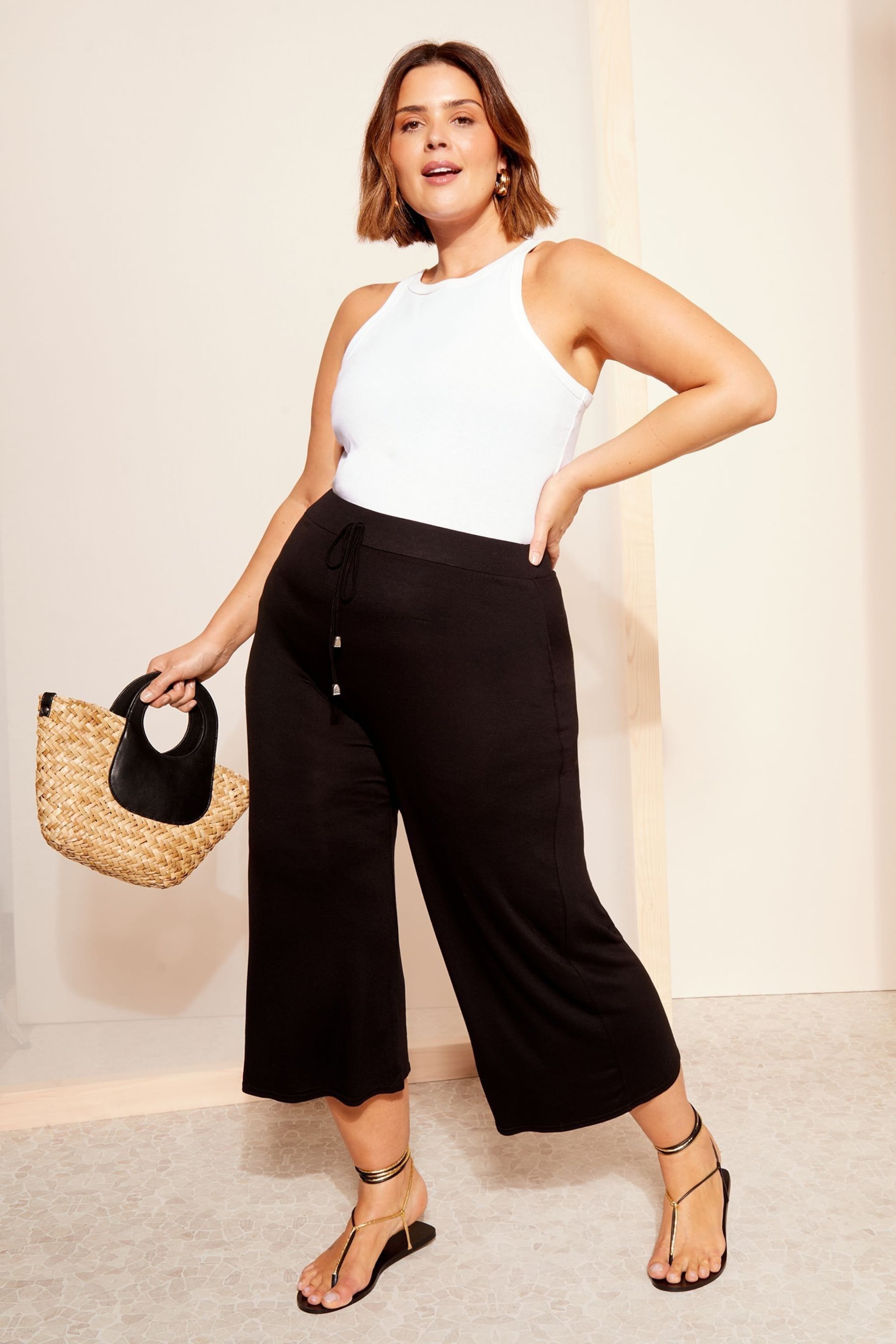 Curves Like These Black Jersey Culotte Trousers - Image 3 of 4