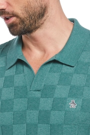 Original Penguin Green Jacquard Knit Cotton Blend Polo Shirt - Image 5 of 6