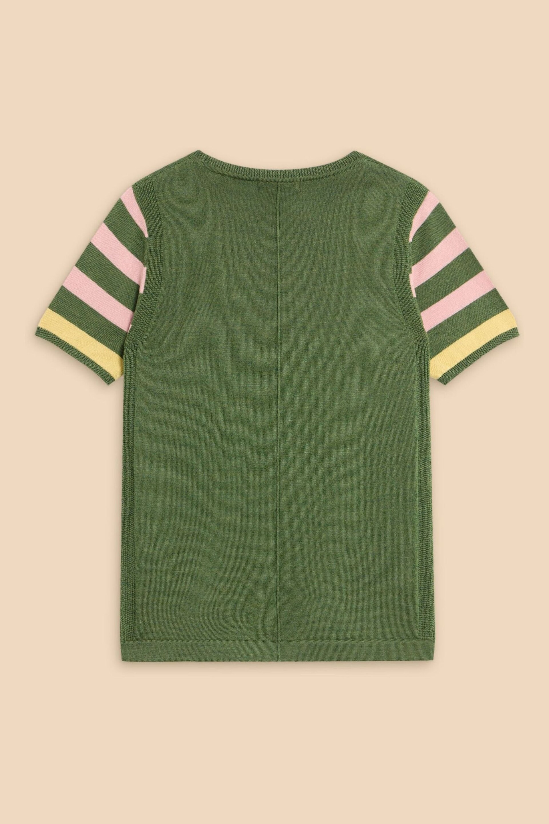 White Stuff Green Merino Wool Crew T-Shirt Jumper - Image 6 of 7