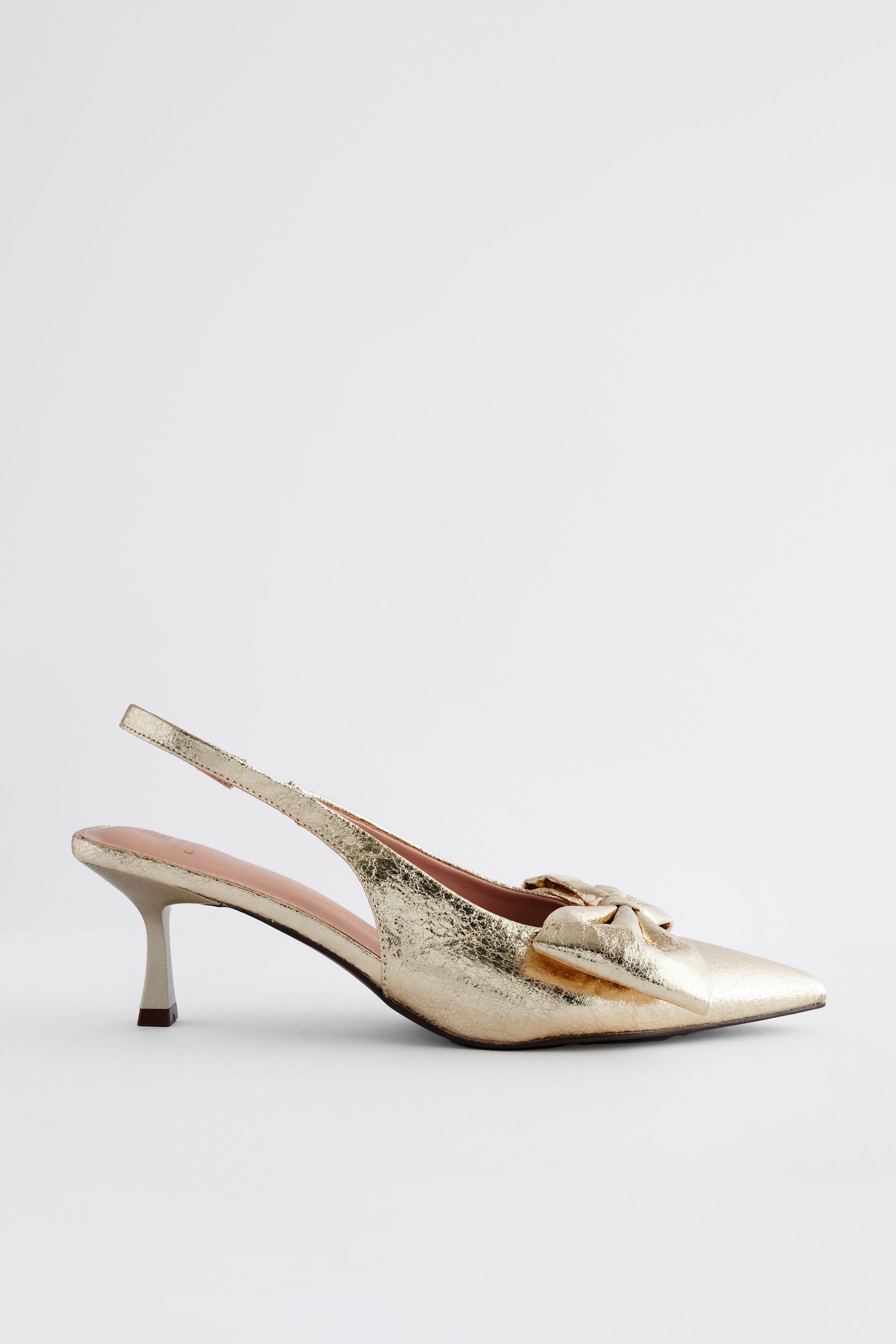 Gold Standard Wide Fit Forever Comfort Bow Slingback Kitten Heels