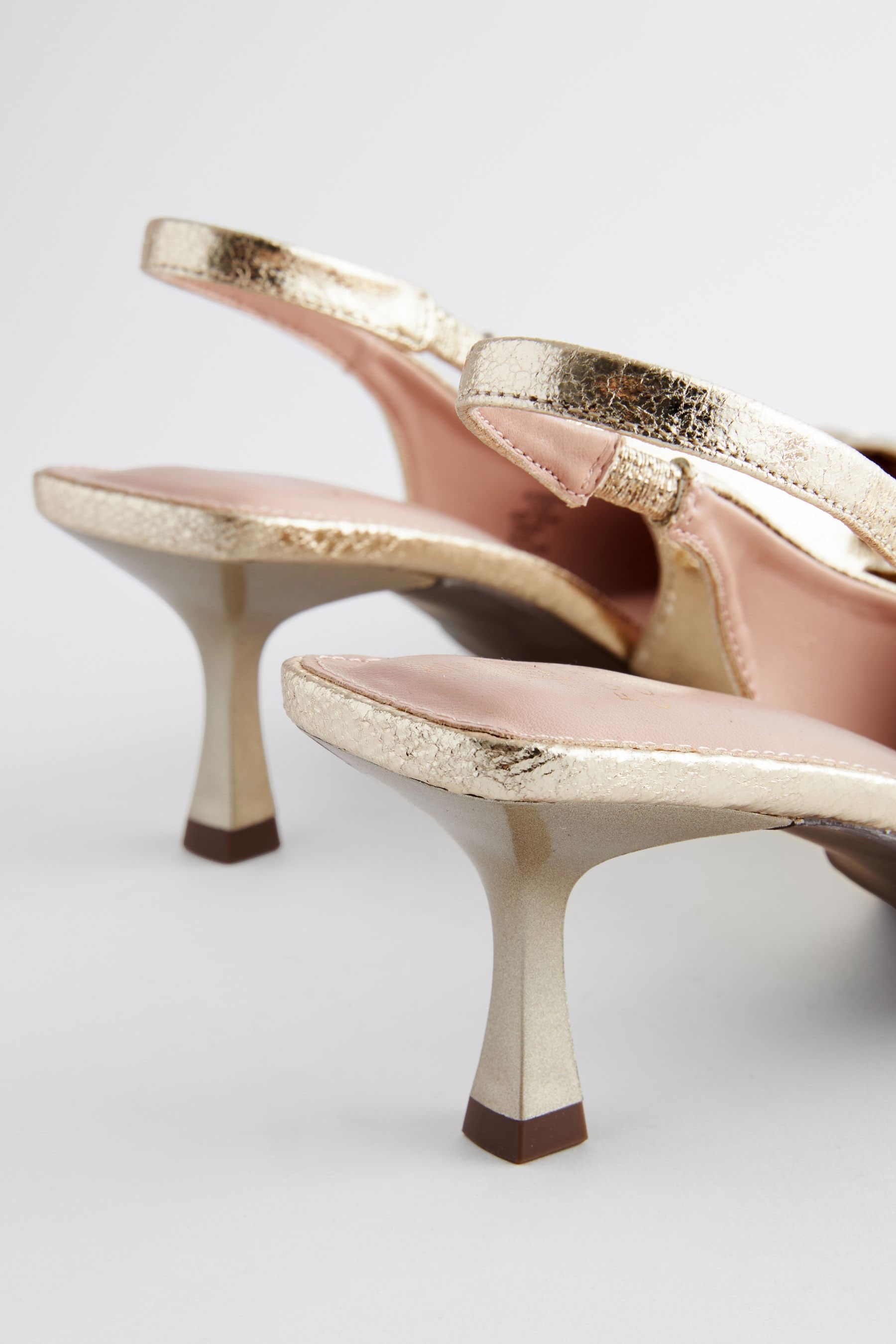 Gold kitten heels wide fit top