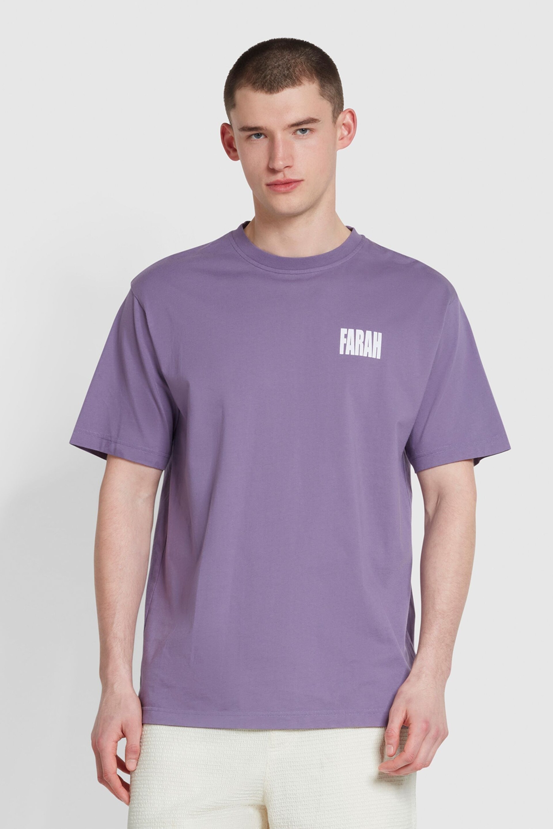 Farah Purple Damon Graphic T-Shirt - Image 1 of 4