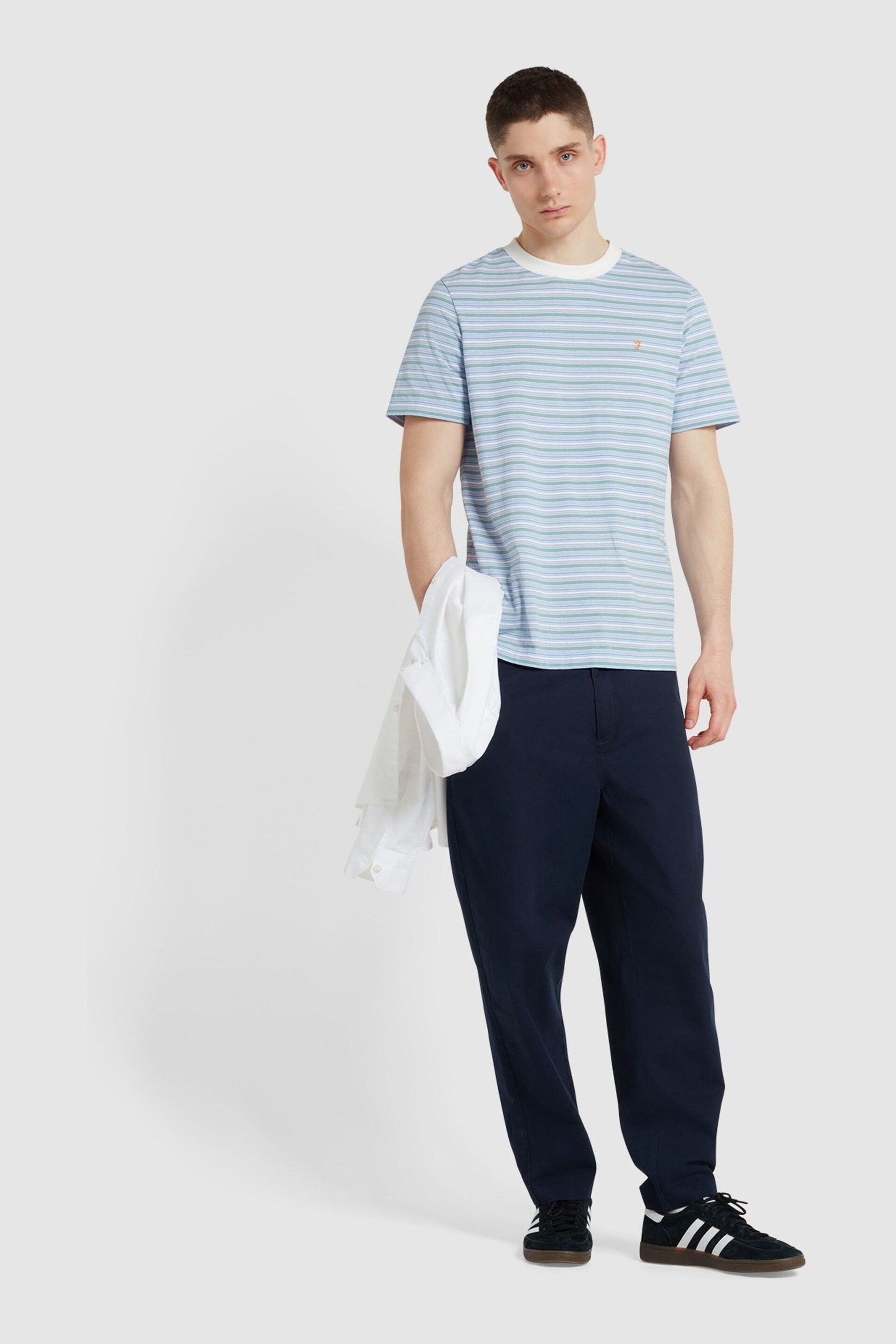 Farah Blue Danny Stripe Short Sleeve T-Shirt - Image 2 of 4