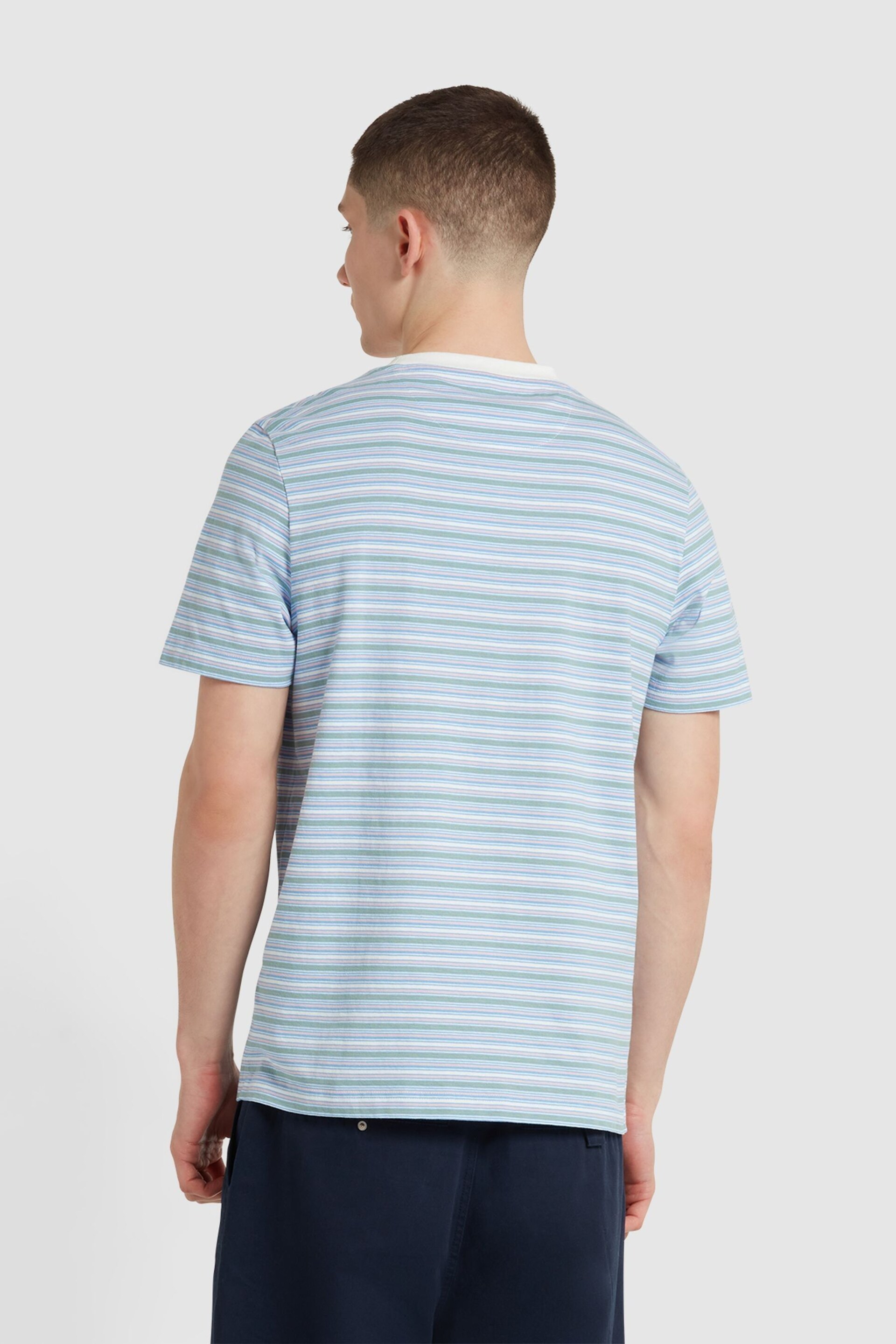 Farah Blue Danny Stripe Short Sleeve T-Shirt - Image 3 of 4